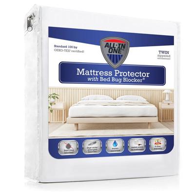 All-In-One Bed Zippered Mattress Cover with Bug Blocker by Levinsohn Textiles in White (Size FULL)