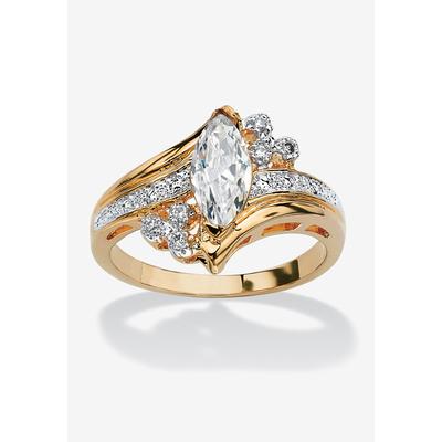 Gold-Plated Marquise Cut Engagement Ring Cubic Zirconia by PalmBeach Jewelry in Gold (Size 10)