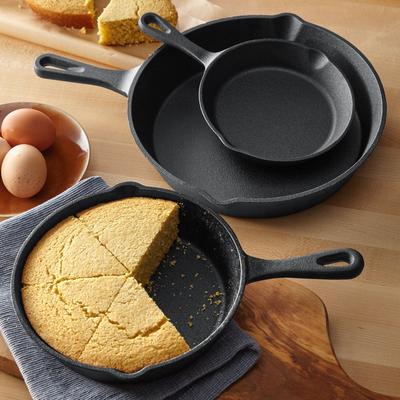 3-Pc. Cast Iron Skillet Set by BrylaneHome in Black Cookware