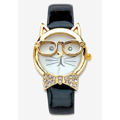 Gold Tone Bowtie Cat Watch with Adjustable Black Strap 8