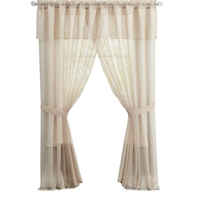 Wide Width BH Studio Sheer Voile 5-Pc. One-Rod Curtain Set by BH Studio in Ecru (Size 96