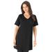Plus Size Women's Short-Sleeve V-Neck Ultimate Tunic by Roaman's in Black (Size 5X) Long T-Shirt Tee