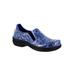 Wide Width Women's Bind Slip-Ons by Easy Works by Easy Street® in Blue Mosaic Pattern (Size 7 W)