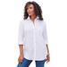 Plus Size Women's Three-Quarter Sleeve Kate Big Shirt by Roaman's in White (Size 20 W) Button Down Shirt Blouse