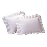 2-Pack Ruffled 65/35 Poly/Cotton Shams by Levinsohn Textiles in White (Size STANDARD)