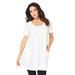 Plus Size Women's Two-Pocket Soft Knit Tunic by Roaman's in White (Size M) Long T-Shirt