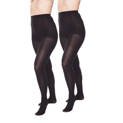 Plus Size Women's 2-Pack Opaque Tights by Comfort Choice in Black (Size A/B)