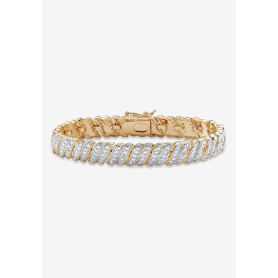 Yellow Gold Plated Tennis Bracelet (10mm), Genuine Diamond Accent 7" by PalmBeach Jewelry in Gold
