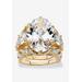 Gold-Plated Oval Cut Bridal Ring Set Cubic Zirconia (15 3/4 cttw TDW) by PalmBeach Jewelry in Gold (Size 8)