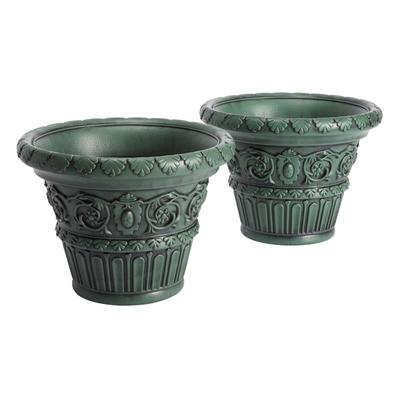 Set of 2 Large Romantic Planters by BrylaneHome in Green