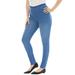 Plus Size Women's Skinny-Leg Comfort Stretch Jean by Denim 24/7 in Light Stonewash Sanded (Size 22 WP) Elastic Waist Jegging