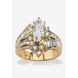 Gold over Sterling Silver Marquise Engagement Ring Cubic Zirconia by PalmBeach Jewelry in Gold (Size 9)