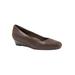 Extra Wide Width Women's Lauren Leather Wedge by Trotters® in Brown Suede Patent (Size 9 1/2 WW)