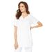 Plus Size Women's Notch-Neck Soft Knit Tunic by Roaman's in White (Size L) Short Sleeve T-Shirt