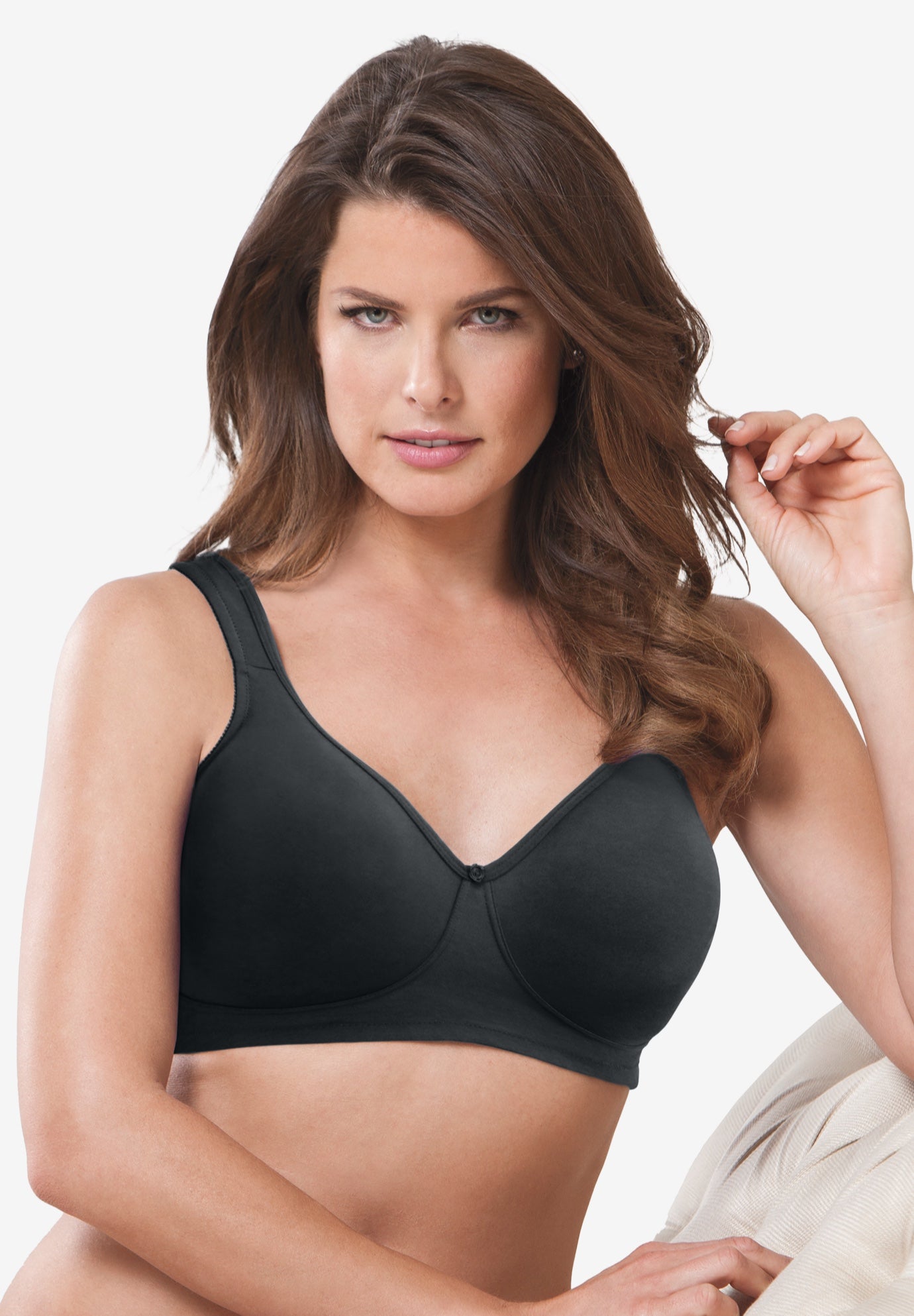 Plus Size Women's Wireless Microfiber T-Shirt Bra by Comfort Choice in Black (Size 42 G)