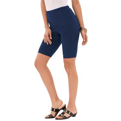 Plus Size Women's Essential Stretch Bike Short by Roaman's in Navy (Size 3X) Cycle Gym Workout