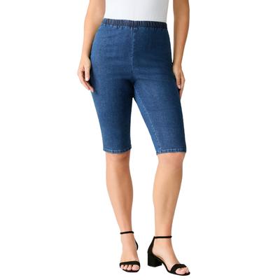 Plus Size Women's Comfort Stretch Bermuda Jean Short by Denim 24/7 by Roamans in Medium Stonewash (Size 16 W)