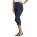 Plus Size Women's Essential Stretch Capri Legging by Roaman's in Navy (Size 18/20) Activewear Workout Yoga Pants