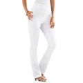Plus Size Women's Straight-Leg Comfort Stretch Jean by Denim 24/7 in White Denim (Size 24 W) Elastic Waist Denim