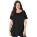 Plus Size Women's Swing Ultimate Tee with Keyhole Back by Roaman's in Black (Size M) Short Sleeve T-Shirt