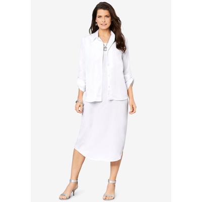 Plus Size Women's Roll Tab Jacket Dress by Roaman's in White (Size 16 W)