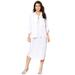 Plus Size Women's Three-Quarter Sleeve Jacket Dress Set with Button Front by Roaman's in White (Size 26 W)