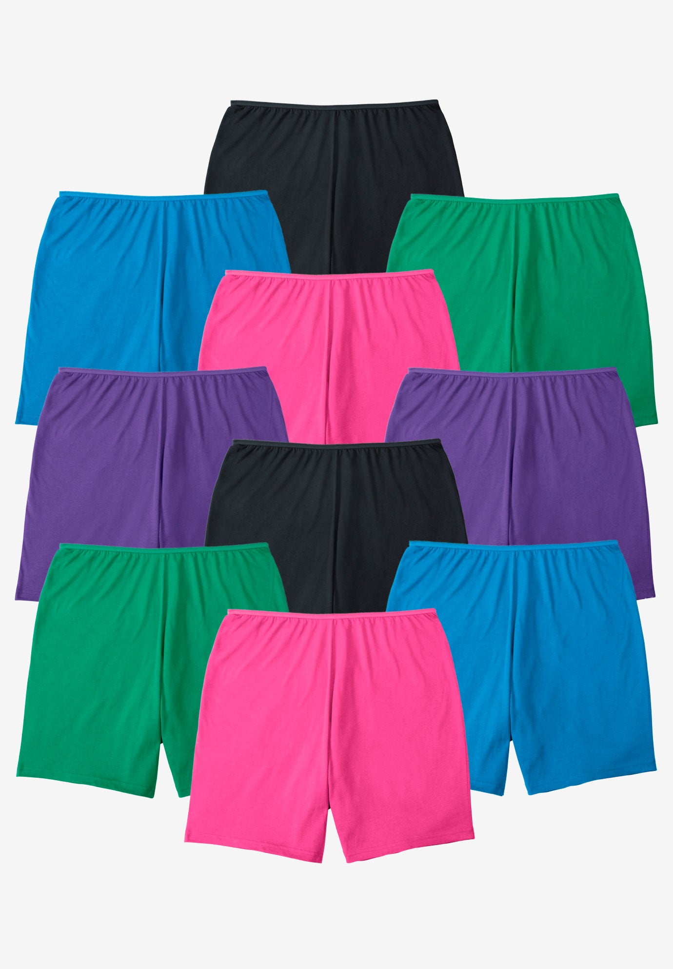 Plus Size Women's Cotton Boxer 10-Pack by Comfort Choice in Bright Pack (Size 8) Underwear