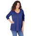 Plus Size Women's Long-Sleeve V-Neck Ultimate Tee by Roaman's in Ultra Blue (Size 22/24) Shirt