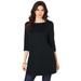 Plus Size Women's Boatneck Ultimate Tunic with Side Slits by Roaman's in Black (Size 14/16) Long Shirt