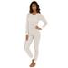 Plus Size Women's Thermal Crewneck Long-Sleeve Top by Comfort Choice in Pearl Grey Stripe (Size 3X) Long Underwear Top