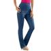 Plus Size Women's Straight-Leg Comfort Stretch Jean by Denim 24/7 in Medium Stonewash Sanded (Size 14 T)