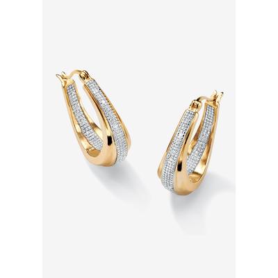 Women's Gold-Plated Hoop Earrings with Diamond Accent by PalmBeach Jewelry in Gold