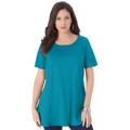 Plus Size Women's Swing Ultimate Tee with Keyhole Back by Roaman's in Deep Turquoise (Size 1X) Short Sleeve T-Shirt