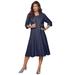 Plus Size Women's Fit-And-Flare Jacket Dress by Roaman's in Navy (Size 24 W) Suit