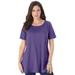 Plus Size Women's Swing Ultimate Tee with Keyhole Back by Roaman's in Midnight Violet (Size 4X) Short Sleeve T-Shirt