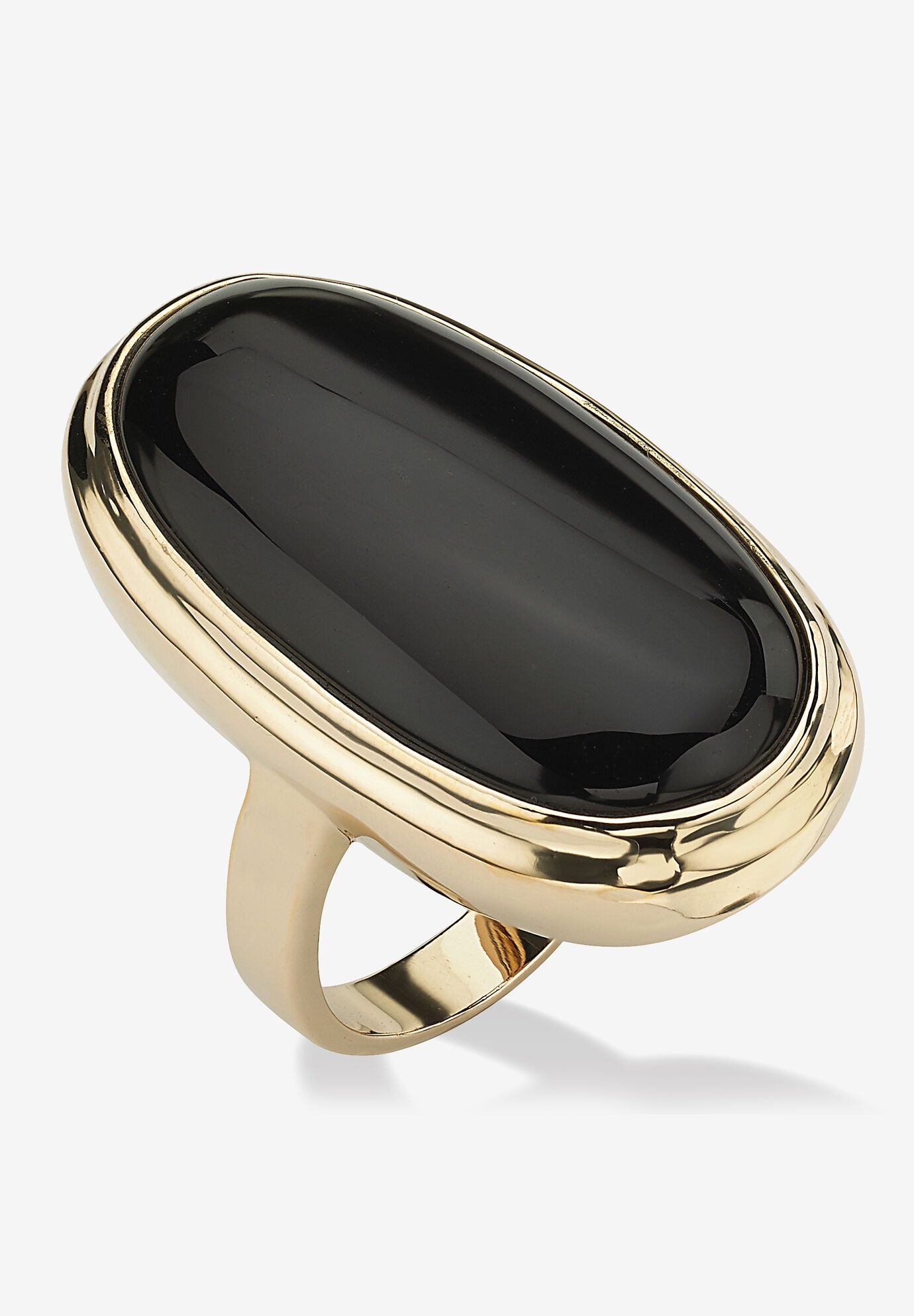Women's Gold-Plated Black Onyx Ring by PalmBeach Jewelry in Gold (Size 10)