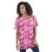 Plus Size Women's Crewneck Ultimate Tee by Roaman's in Pink Graphic Leaves (Size 3X) Shirt