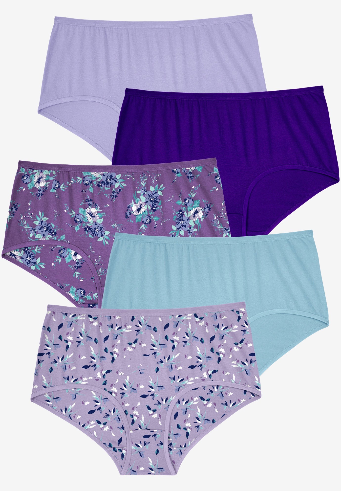 Plus Size Women's Full Coverage Stretch Cotton Brief 5-Pack by Comfort Choice in Tulip Pack (Size 12) Underwear