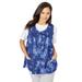 Plus Size Women's Snap-Front Apron by Only Necessities in Ultra Blue Bouquet (Size 26/28)