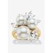 Women's Yellow Gold over Sterling Silver Pearl and Cubic Zirconia Ring by PalmBeach Jewelry in Yellow Gold (Size 6)