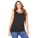 Plus Size Women's Scoopneck Tank by Roaman's in Black (Size L) Top 100% Cotton Layering A-Shirt