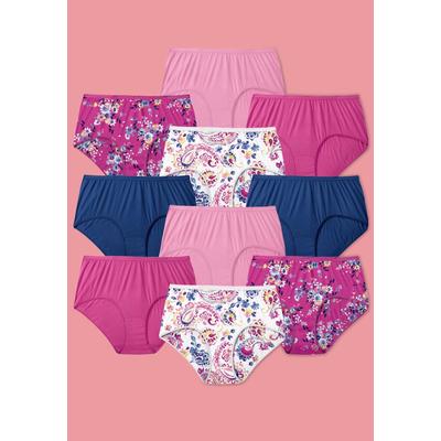 Plus Size Women's Full Coverage Cotton Brief 10-Pack by Comfort Choice in Paisley Pack (Size 14) Underwear