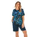 Plus Size Women's The Swim Tee by Swim 365 in Blue Painterly Leaves (Size 26/28) Rash Guard