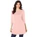 Plus Size Women's Boatneck Ultimate Tunic with Side Slits by Roaman's in Soft Blush (Size 26/28) Long Shirt