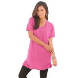 Plus Size Women's Short-Sleeve V-Neck Ultimate Tunic by Roaman's in Vintage Rose (Size 5X) Long T-Shirt Tee