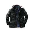 Men's Big & Tall 9 Pocket Twill Utility Jacket with Removable Hood by Boulder Creek in Black (Size L)