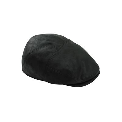 Men's Big & Tall Faux Leather Ivy Cap by KingSize in Black Distressed (Size 2XL)