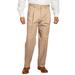 Men's Big & Tall Classic Fit Wrinkle-Free Expandable Waist Pleat Front Pants by KingSize in Dark Khaki (Size 56 38)