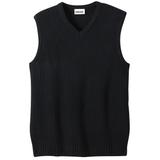 Men's Big & Tall Shaker Knit V-Neck Sweater Vest by KingSize in Black (Size 2XL)