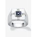 Men's Big & Tall Sterling Silver Genuine Blue Sapphire and Diamond Accent Ring by PalmBeach Jewelry in White (Size 14)